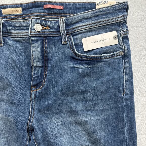 NWT Anthropologie Pilcro Womens 28 Jeans Slim Boyfriend Crop Distressed Denim - Picture 3 of 16